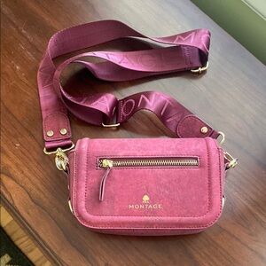 Red Crossbody Bag with Adjustable Strap and Gold Hardware